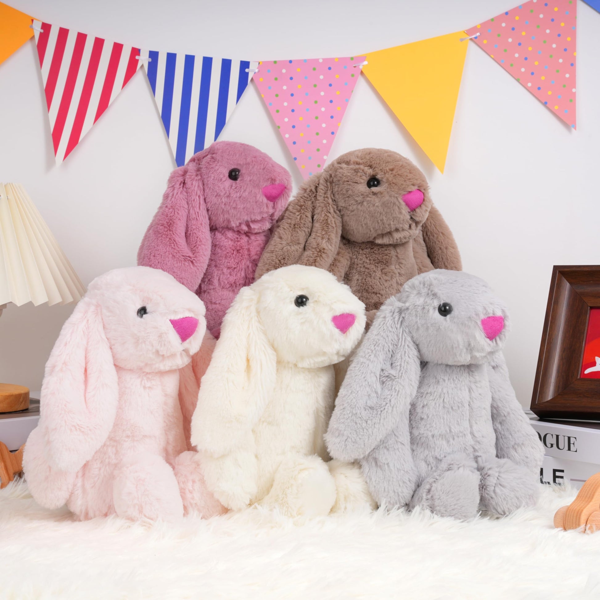 shiguangji Bunny Stuffed Animal Plush Toy 11.8 in, Soft Rabbit Plush for Babies and Toddlers, Cuddly Bunny Toy for Nursery Decor and Easter Gift