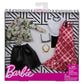 Barbie Clothes - 2 Outfits Doll Include Floral Denim Jacket and Leathery Black Skirt, Gift for 3 to 8 Year Olds