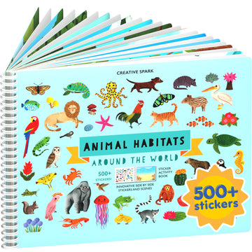 Animals Habitat 500+ Kids Sticker Book by Cupkin Toddler Airplane Travel Activity Coloring and Sticker Book, Road Trip Essentials, 12 Coloring Pages +
