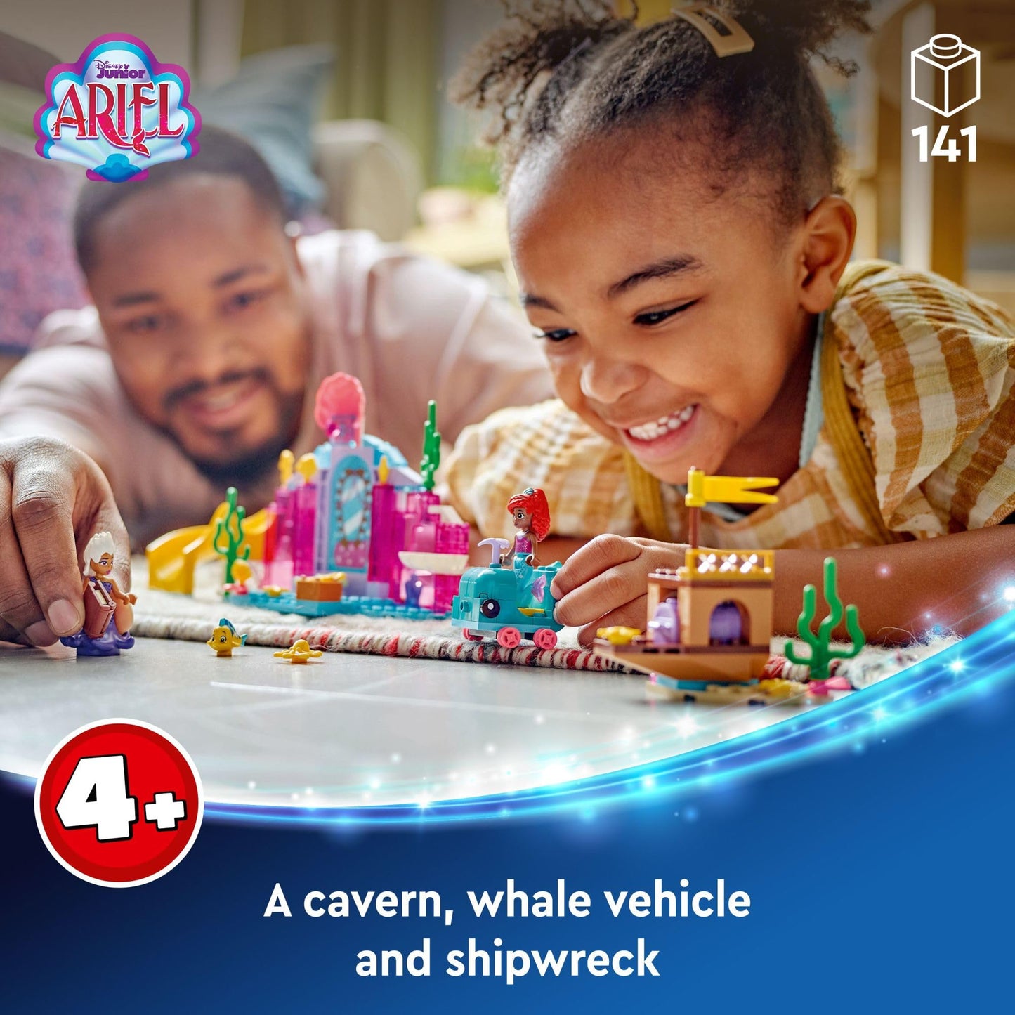 LEGO Disney Princess Ariel’s Crystal Cavern, Buildable Disney Toy Playset for Kids, Ariel Princess Mermaid Mini Doll and Fish Figure, Treasure Chest