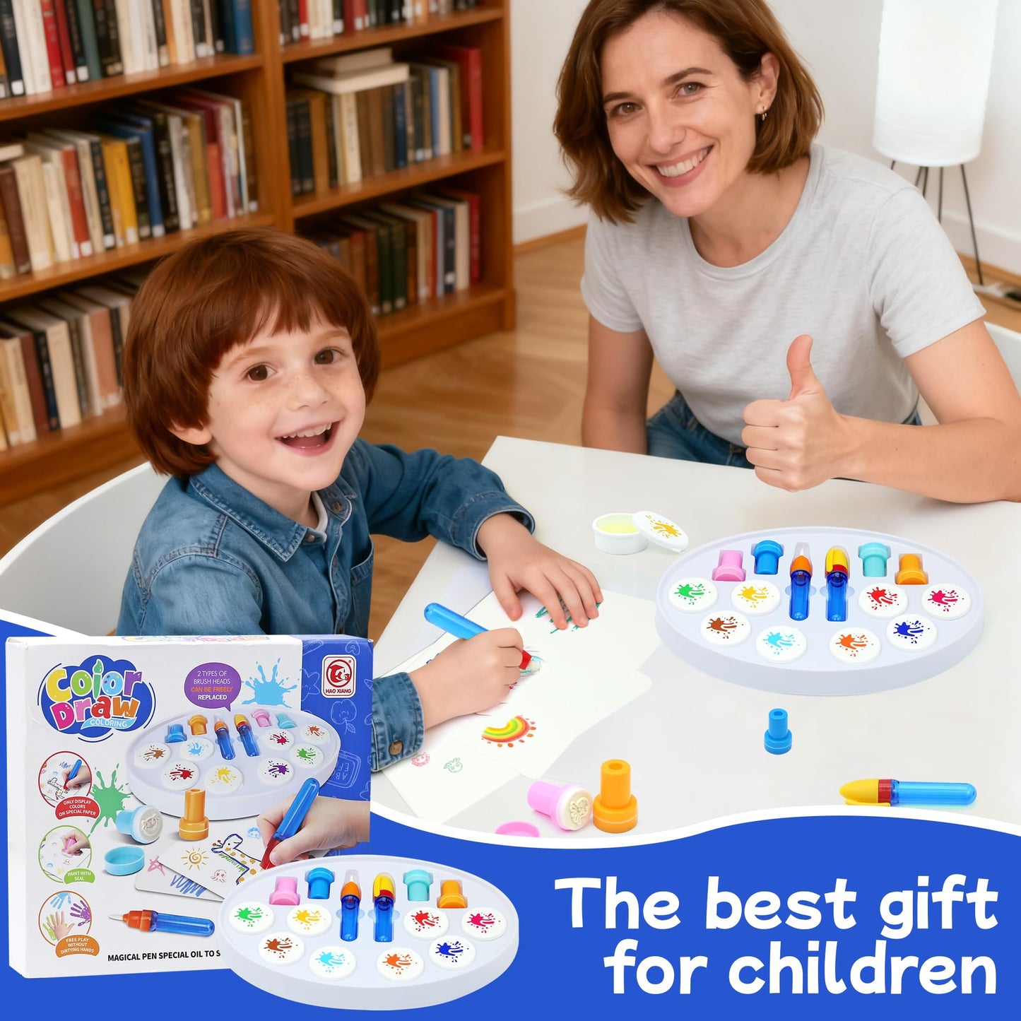 Snidov Magic Brush Drawing Mat for Kids, Mess-Free Painting & Coloring Set with Color-Changing Reveal, Creative Art Activity Toy Gift for Toddlers