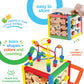 Play22 Wooden Activity Cube for Baby - 6 in-1 Baby Activity Play Cube with Bead Maze, Shape Sorter, Abacus Counting Beads, Counting Numbers, Sliding