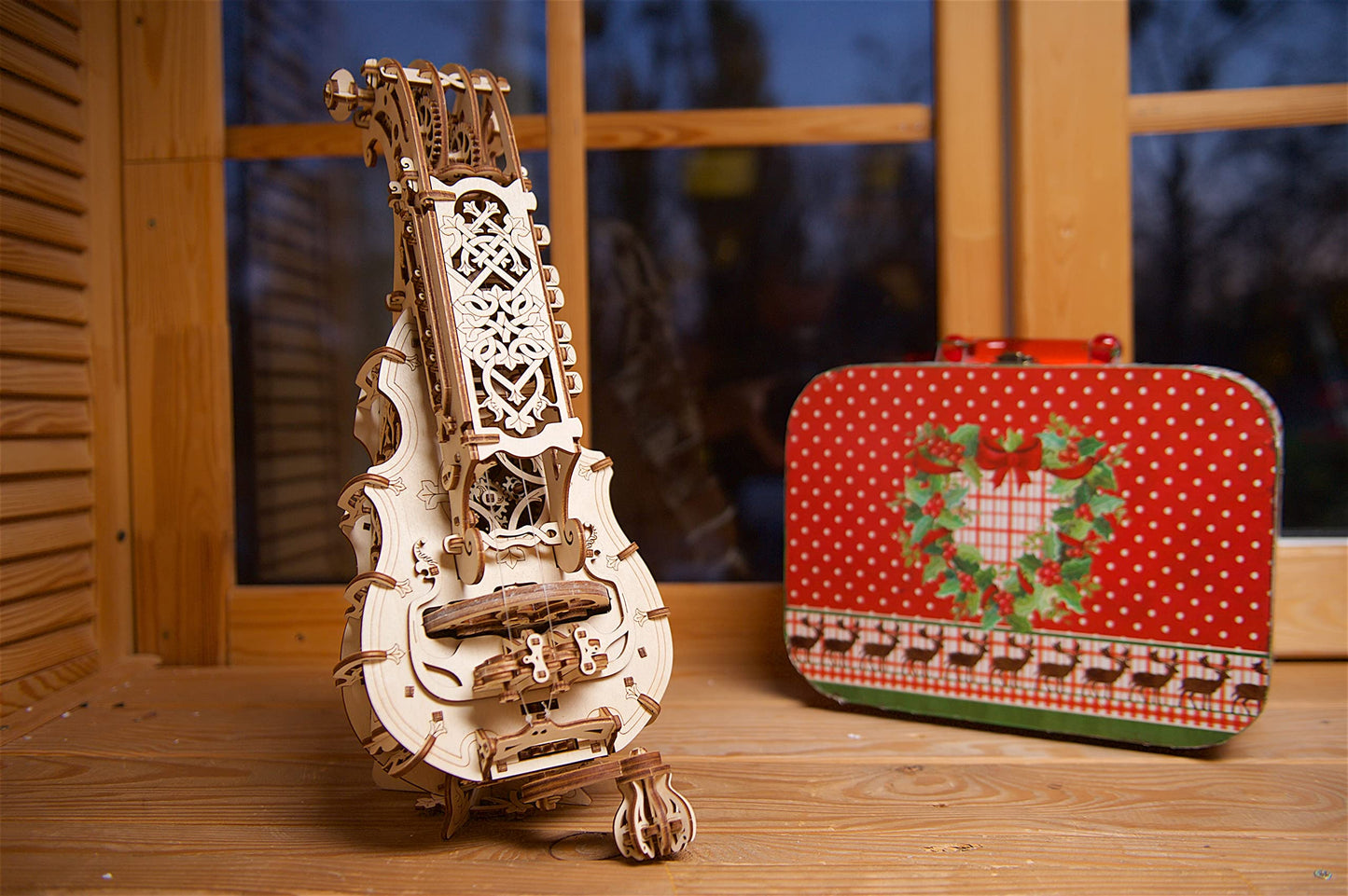 UGEARS Hurdy-Gurdy Musical Instrument 3D Wooden Puzzles for Adults - Wooden Model Kits for Adults Medieval Hurdy Gurdy Instruments Folk Instruments