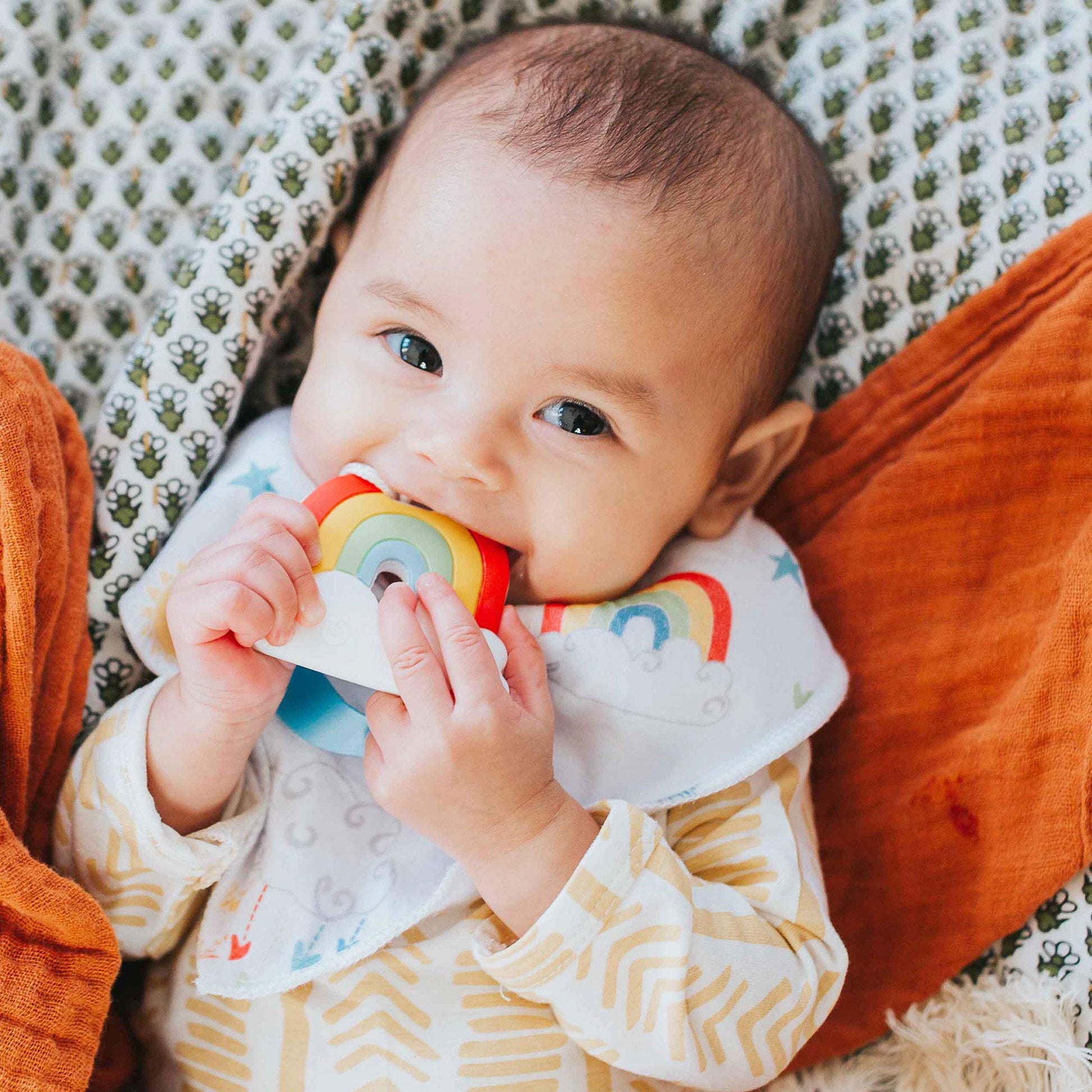Silli Chews Rainbow Teether Celestial Sun Teethers for Babies BPA Free - Silicone Baby Teether Toys 2" Teething Gift Set