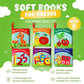 BabyBibi Soft Cloth Books for Babies (Set of 6): Crinkle Touch & Feel Sensory Books for Newborns 0-12 Months, Non-Toxic Washable Baby Books, Tummy