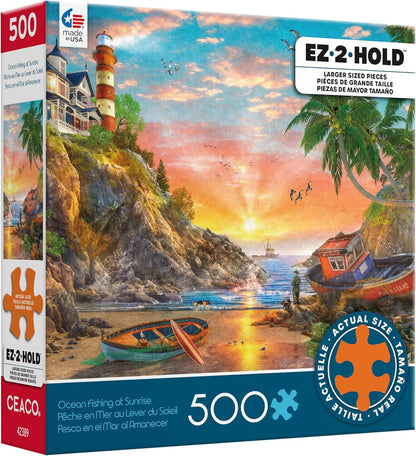 Ceaco - Ocean Fishing at Sunrise - 500 Large Piece Jigsaw Puzzle for Adults