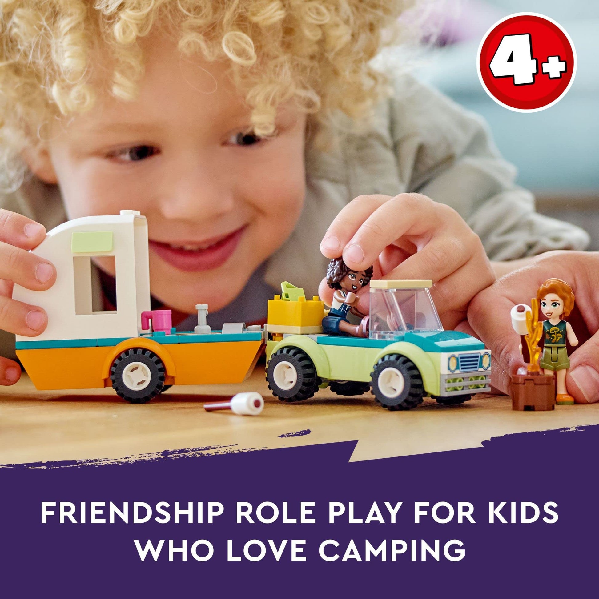 LEGO Friends Holiday Camping Trip 41726, Toy Caravan with Car, Toy Camper Van, Pretend Play Toy Camping Set for Kids, Girls and Boys 4+ Year Old,