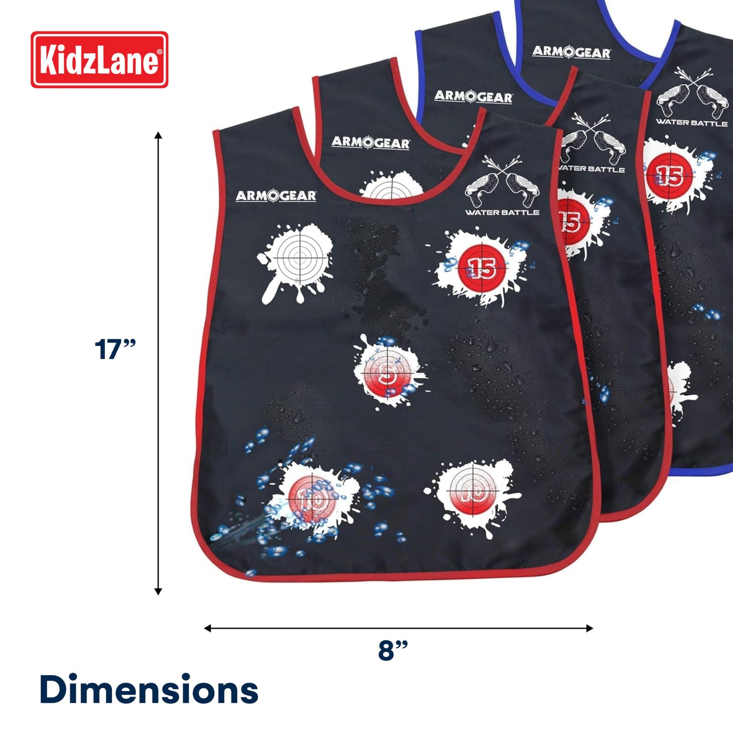 ArmoGear Water Activated Target Vests for Water Guns (4 Pack) | Summer Outdoor or Backyard Water Toy for Teen Kids | Outdoor Play Fun Toy for Boys