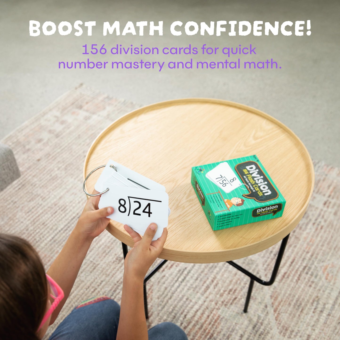 Star Right Math Flash Cards - Division Flash Cards - 156 Hole Punched Math Game Card - 2 Binder Rings - for Ages 8 and Up - 3rd, 4th, 5th and 6th