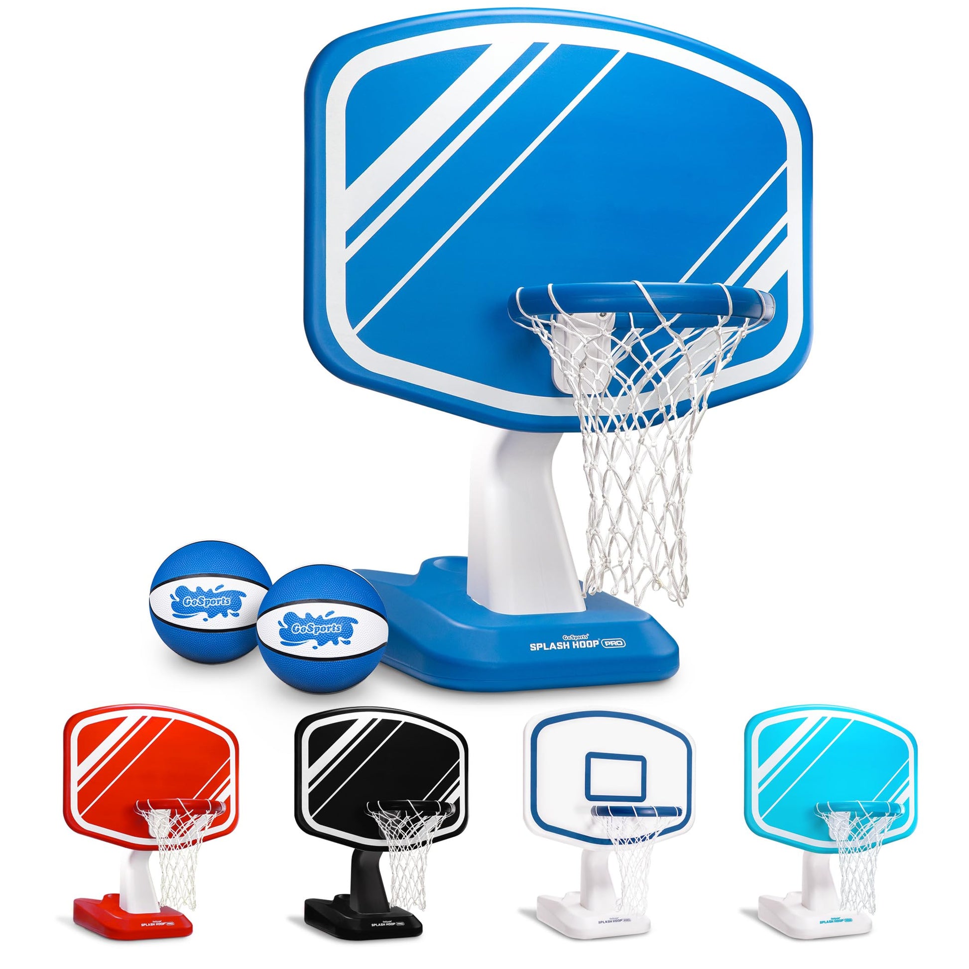 GoSports Splash Hoop Swimming Pool Basketball Game, Includes Poolside Water Basketball Hoop, 2 Balls and Pump - Choose Your Style