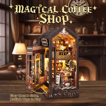 UFLJPKS Book Nook Kit for Adults and Teens, DIY Miniature House Kit with Led Light, 3D Wooden Puzzles for Adults, Wood Gifts for Family