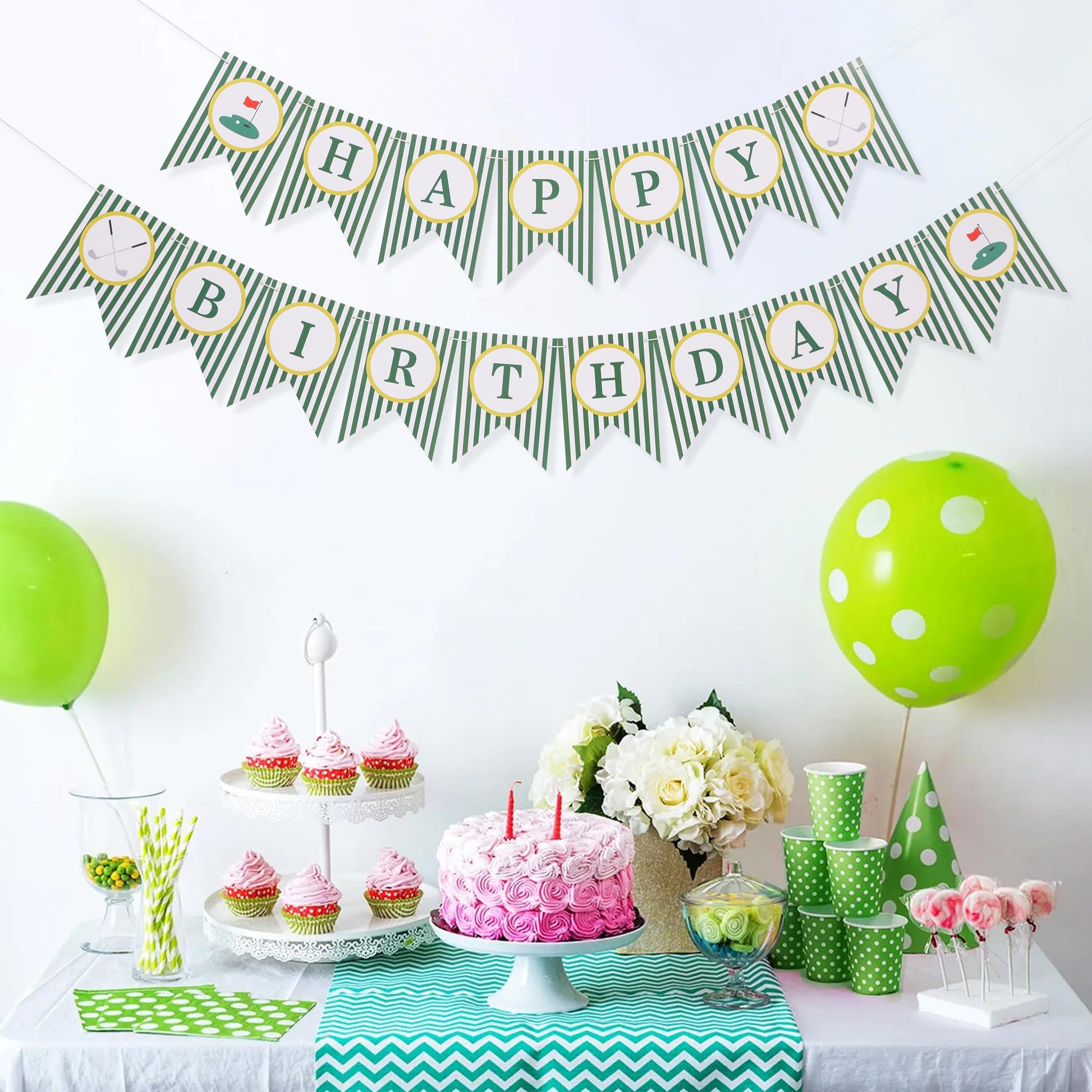 Golf Happy Birthday Banner - Golf 1st/First Year Party Decoration,Hole In One Party Banner,Hole In One First Year Banner (banner-3)