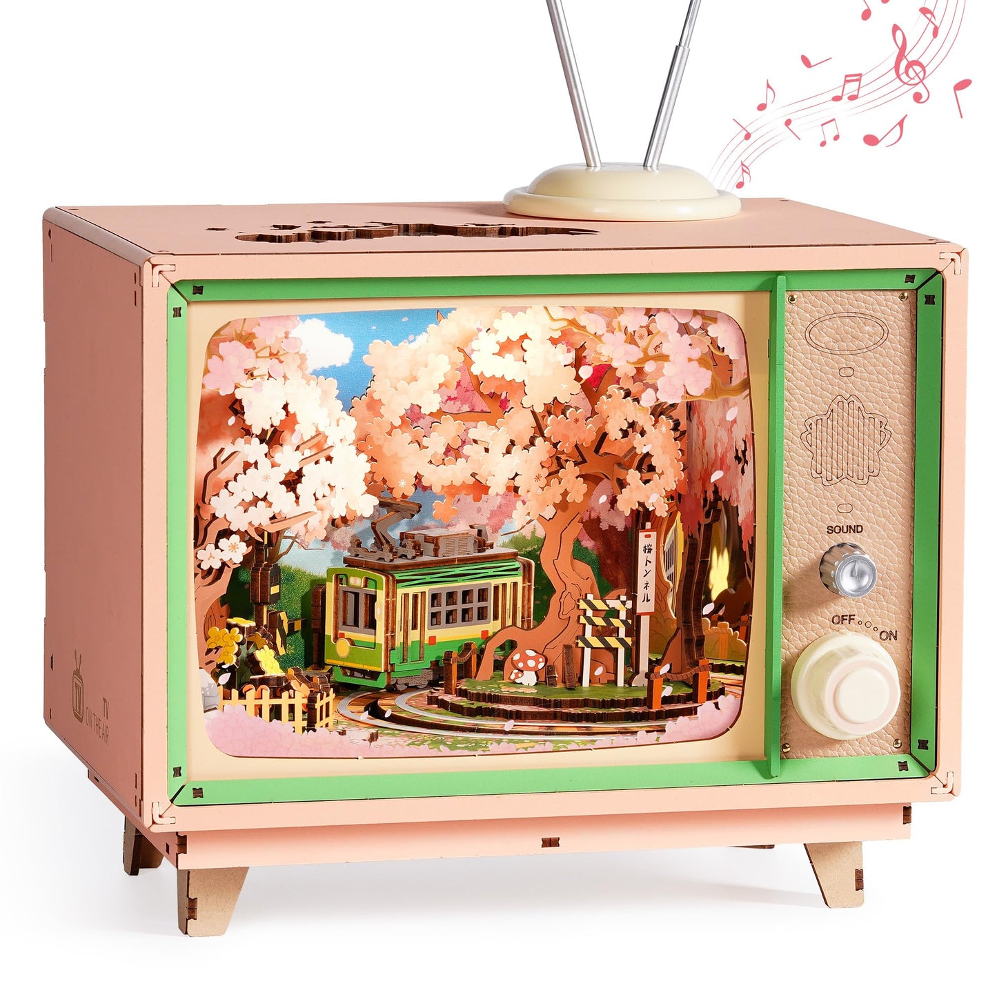 ROBOTIME 3D Wooden Puzzles for Adults DIY Miniature House Kits Music Box for Family Japanese Cherry Blossom Tree for Creative Gifts (Sakura Dreamy
