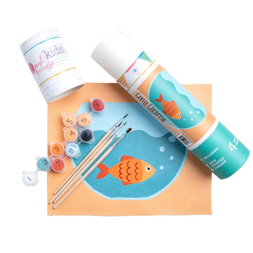 Pink Picasso Kits Gertie Goldfish Paint by Number for Kids Ages 5+ | DIY 8x10 Beginners Paint Set Includes Canvas, Paints & Brushes | As Seen On Shark