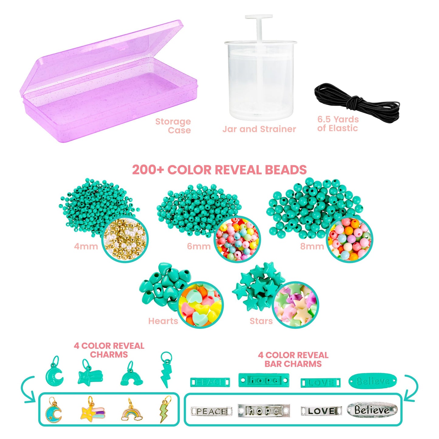 Fashion Angels Surprise Me! Magic Reveal Bracelet Set - Pony Beads, Metallic Beads, Charms, Magic Bead Washer & More - Surprise Color Changing