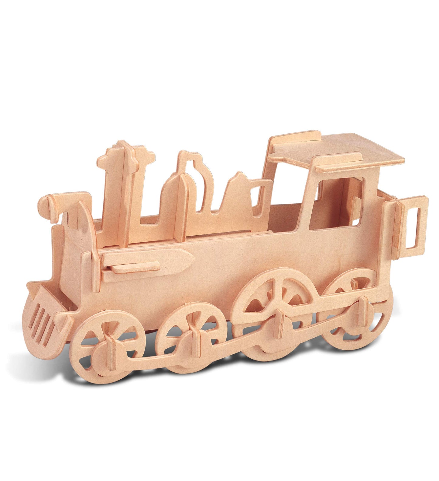 Puzzled 3D Puzzle Rolling Locomotive Train Wood Craft Construction Model Kit, Fun & Educational DIY Wooden Toy Assemble Unfinished Crafting Hobby