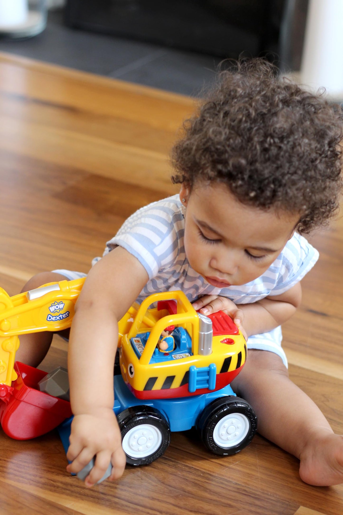 WOW Toys Dexter The Digger - Friction Powered Excavator Truck with Driver Figure & Moving Scoop | No Batteries, Durable Toddler Construction Toy