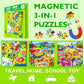 Magnetic Puzzles for Kids Ages 4-8, 3 in 1 Cartoon Jigsaw Puzzle Book, Toddlers Travel Puzzles Toys, Preschool Learning Toy for Children 3-8 Year