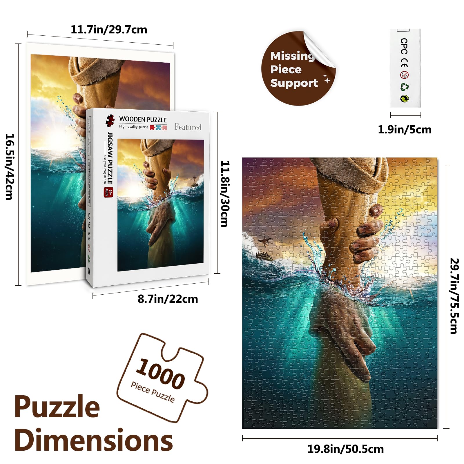 Christian Puzzles for Adults 1000 Pieces - Jesus Wooden Puzzles