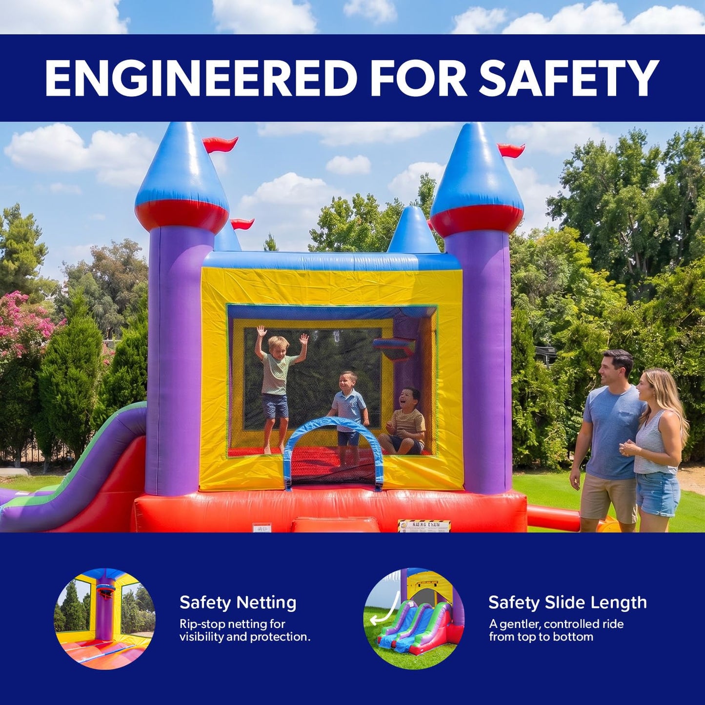 HeroKiddo 14x17 Jelly Bean Commercial Inflatable Bouncer Dual Lane Slide