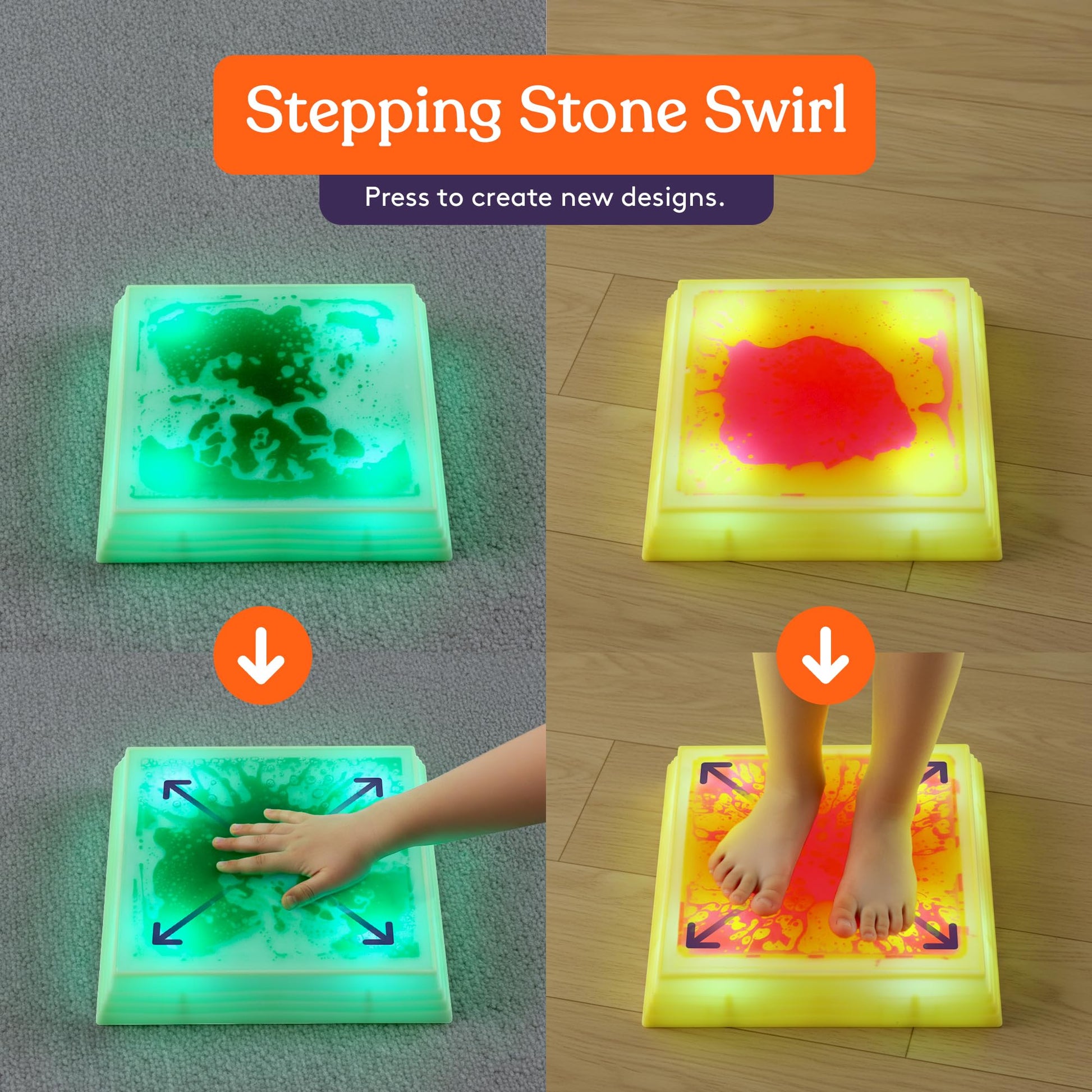 Special Supplies Liquid Gel LED Stepping Stones for Kids - Light-Up Square Balance Blocks - Promote Coordination, Balance, Strength for Children