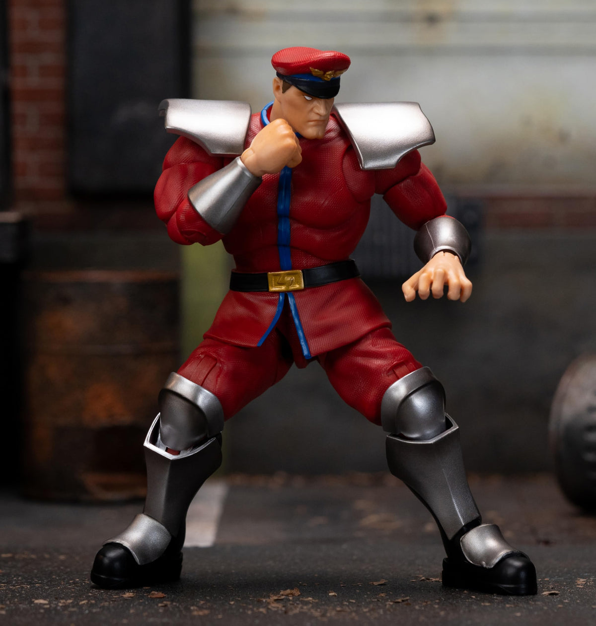 Jada Toys - Street Fighter II M. Bison Action Figure Wave 2 - 1:12 Scale, 6" Tall, Interchangeable Heads, Hands, Purple Fire Accessory