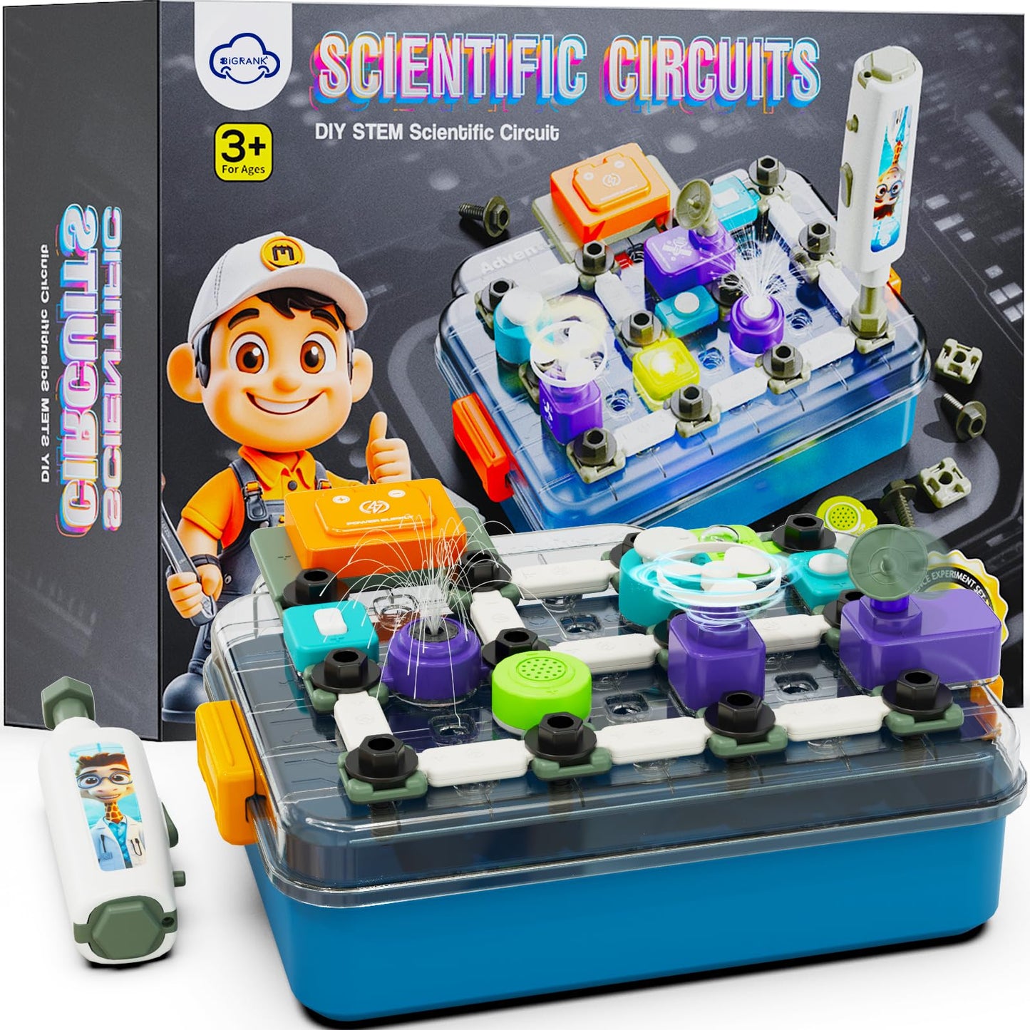 Science Kits for Kids Age 5-7 8-12, STEM Educational Learning Toys with 58 Circuit Parts, Over 520 Projects, Travel Sensory Table Fidget Toy for Boys