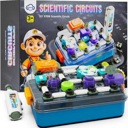 Science Kits for Kids Age 5-7 8-12, STEM Educational Learning Toys with 58 Circuit Parts, Over 520 Projects, Travel Sensory Table Fidget Toy for Boys