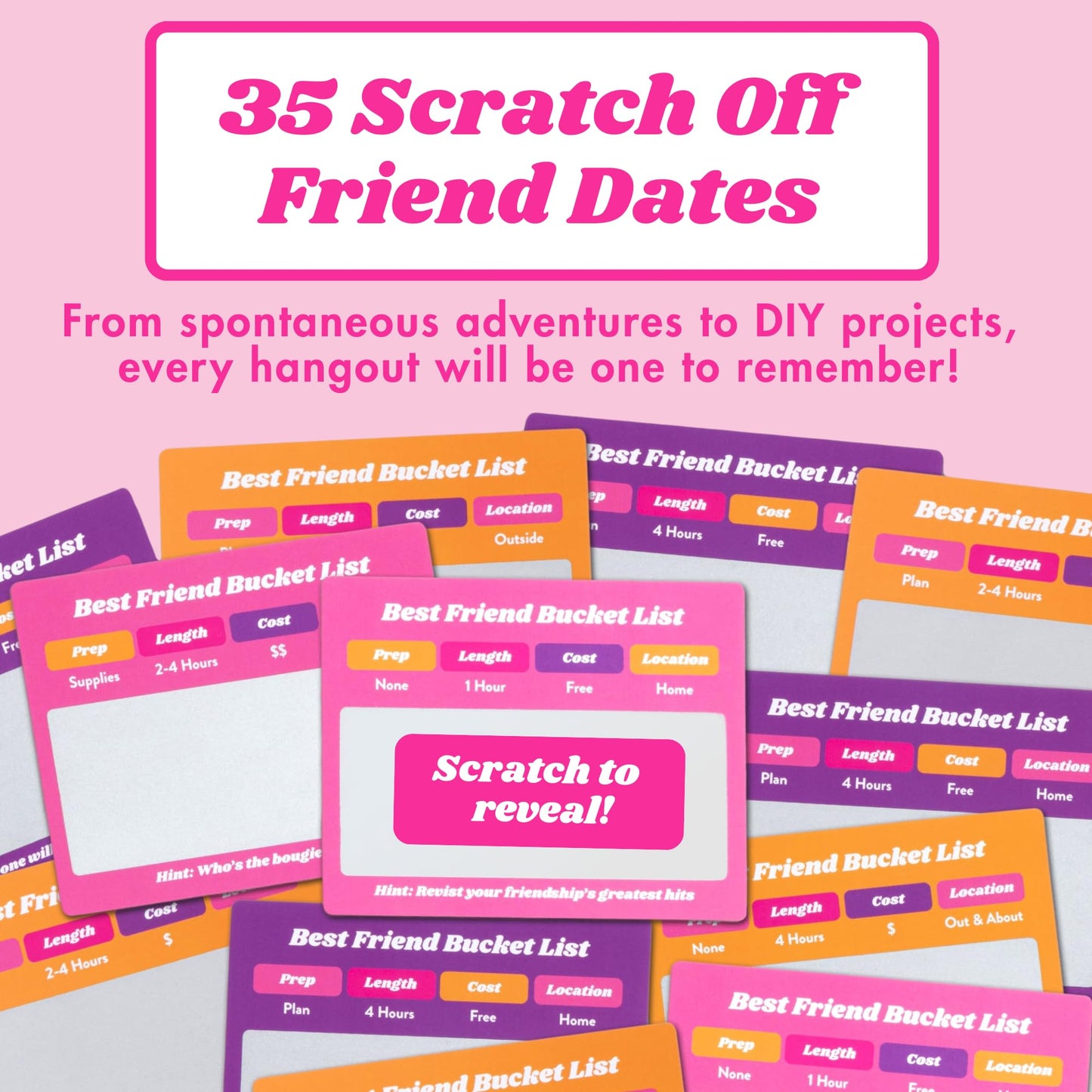 Happy Duo Best Friend Bucket List 35 Scratch Off Cards for Friends - Fun Adventure Date Ideas for Women, Besties & BFFs - Friendship Gift