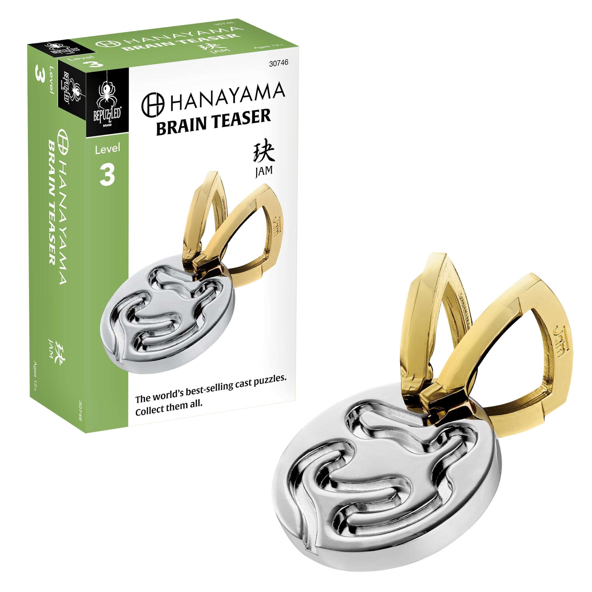 Hanayama Jam Cast Metal Brain Teaser Puzzle, Level 3, Ages 12+
