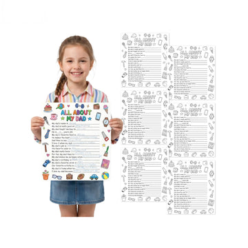 Vemfare Father's Day Coloring Poster - 36 Pcs All About My Dad Coloring Posters, Fathers Day Crafts, Preschool School Classroom Activities DIY Craft