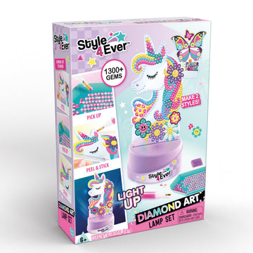 Canal Toys Style 4 Ever Diamond Art Unicorn or Butterfly Lamp Set. Bead up The Unicorn and Butterfly, Then swap Out on The Light up Base. Age 6+