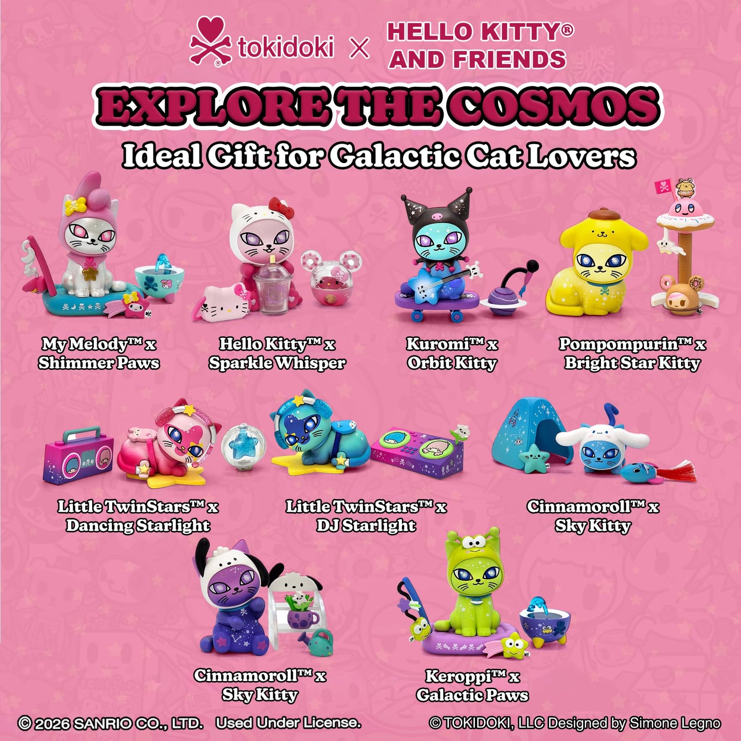 tokidoki™ x Hello Kitty® and Friends Galactic Cats Blind Box - 1 Pack of Cute Mystery Mini Collectibles - Collectible Art for Girls, Valentine's &