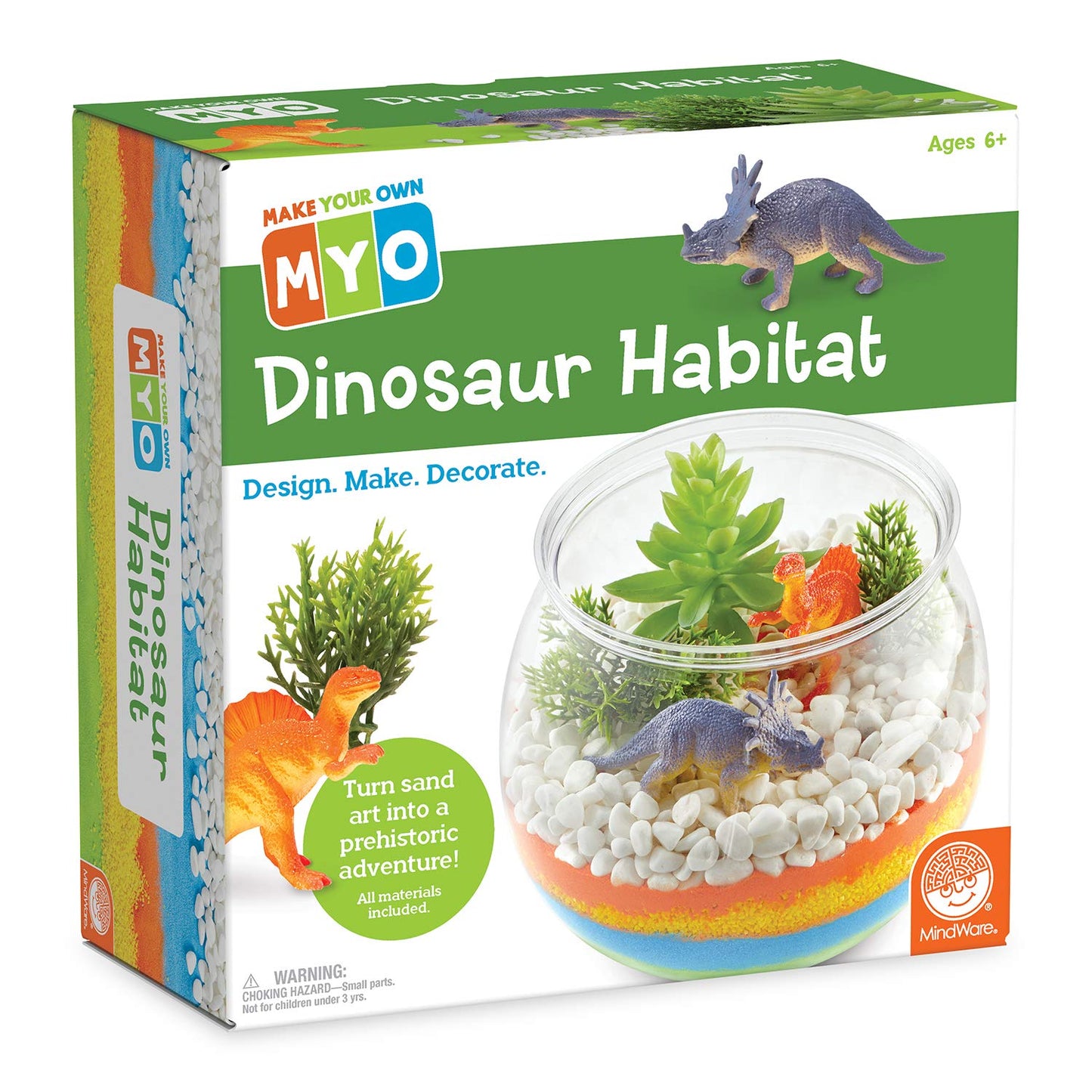 MindWare Make Your Own Dinosaur Habitat - Fun & usable DIY Dino Crafts for Boys, Girls & Teens - Make a Sand-Art Dinosaur Habitat with All Pieces