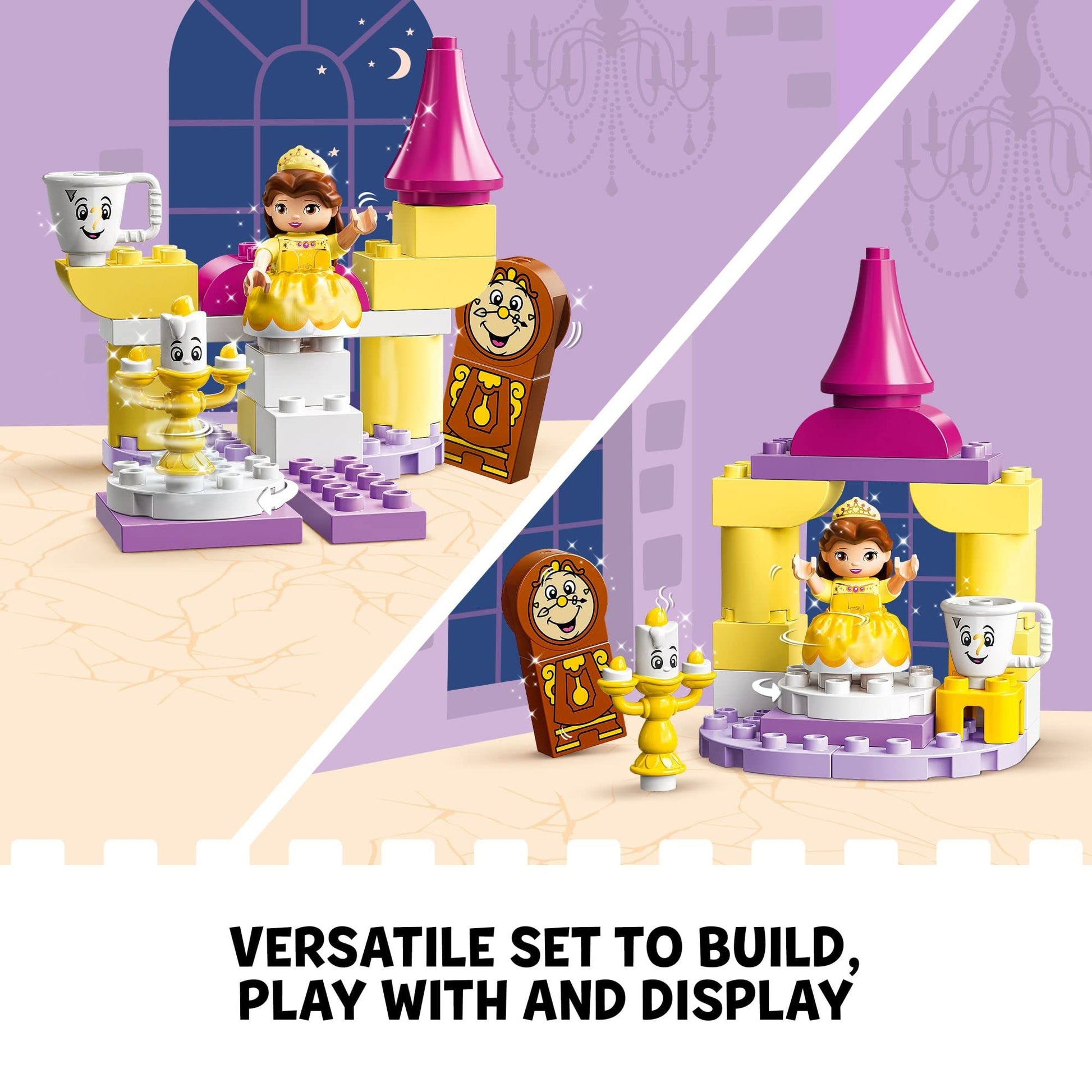 LEGO DUPLO Disney Princess Belle's Ballroom Castle 10960, Beauty and The Beast Building Toy with Princess Belle Mini Doll, Disney Pretend Play Set
