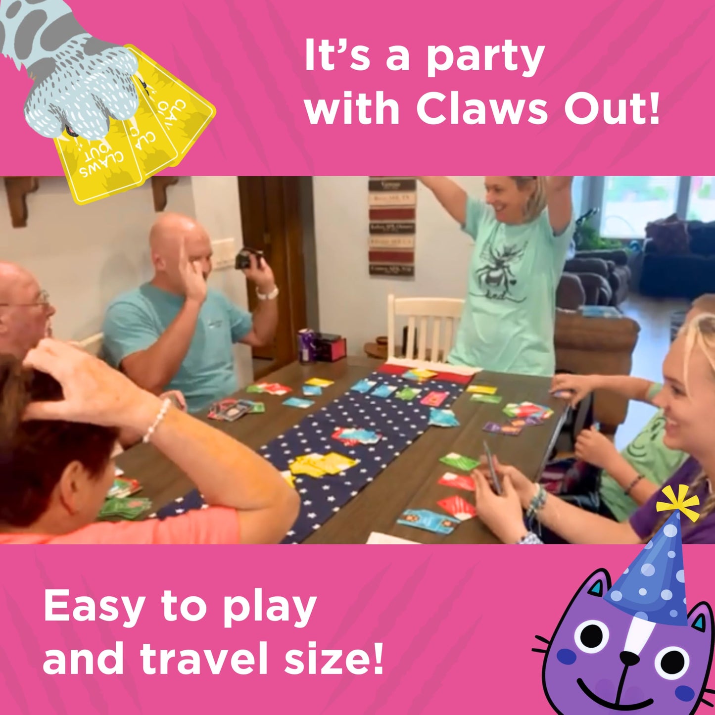Claws Out Fun Card Game - Hilarious, Fast and Fun Card Game for Adults, Teens and Kids, Wildly Fun Cat Games for Kids and Adults, Cat Themed Gifts