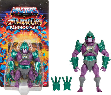 Masters of the Universe Origins & Thundercats Action Figure, Panthor Man Toy, 1980s TV Crossover, 5.5 Inch Posable with Battle Claws, Collector Card