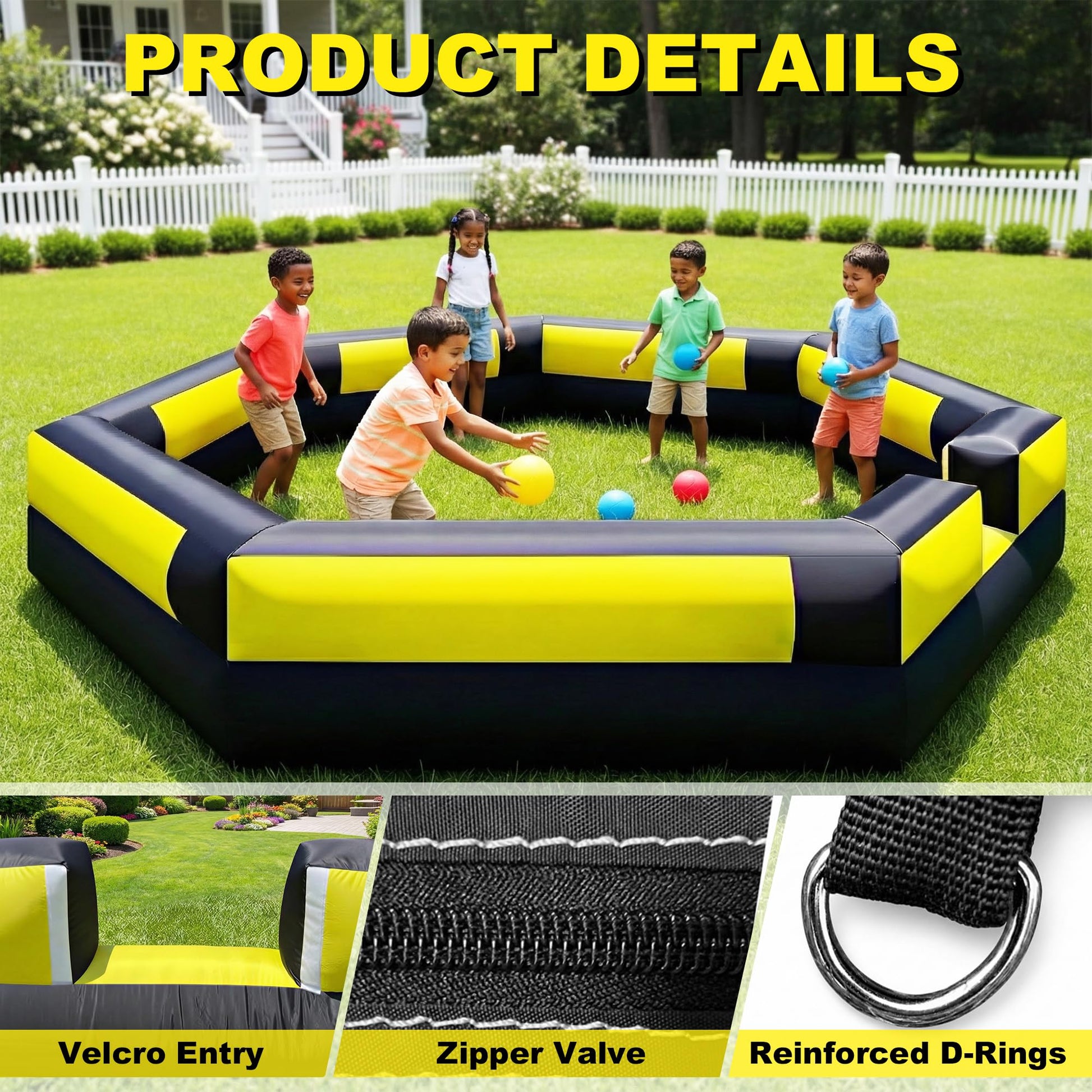 Blatesic 17FT Inflatable Gaga Ball Pit,Portable Gaga Ball Pit with Built-in Blower,for Indoor Outdoor Family Backyard Activities