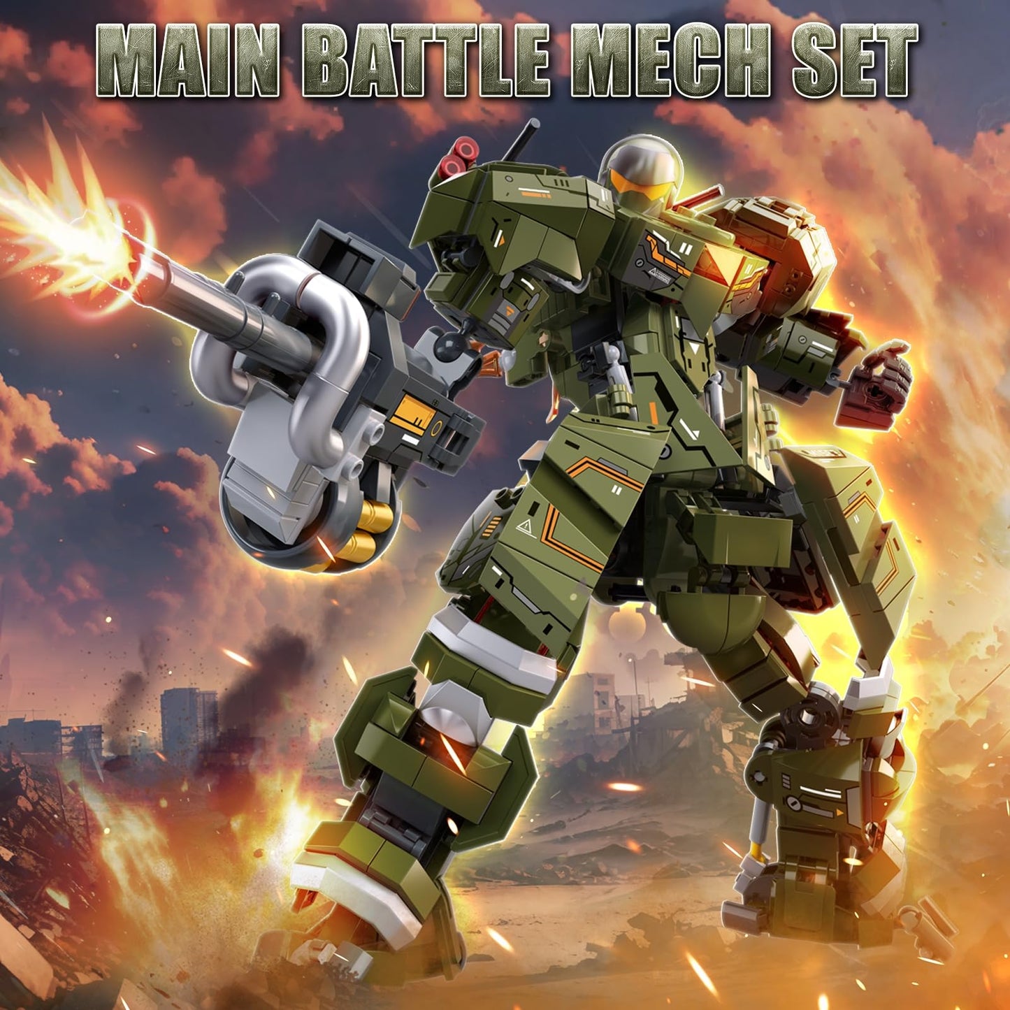 HIGH GODO Main Battle Mech Robot Transforming Building Blocks Set for Adults,City Warrior Justice Hero Soldier Mech Model Building Kit, Cool Creative
