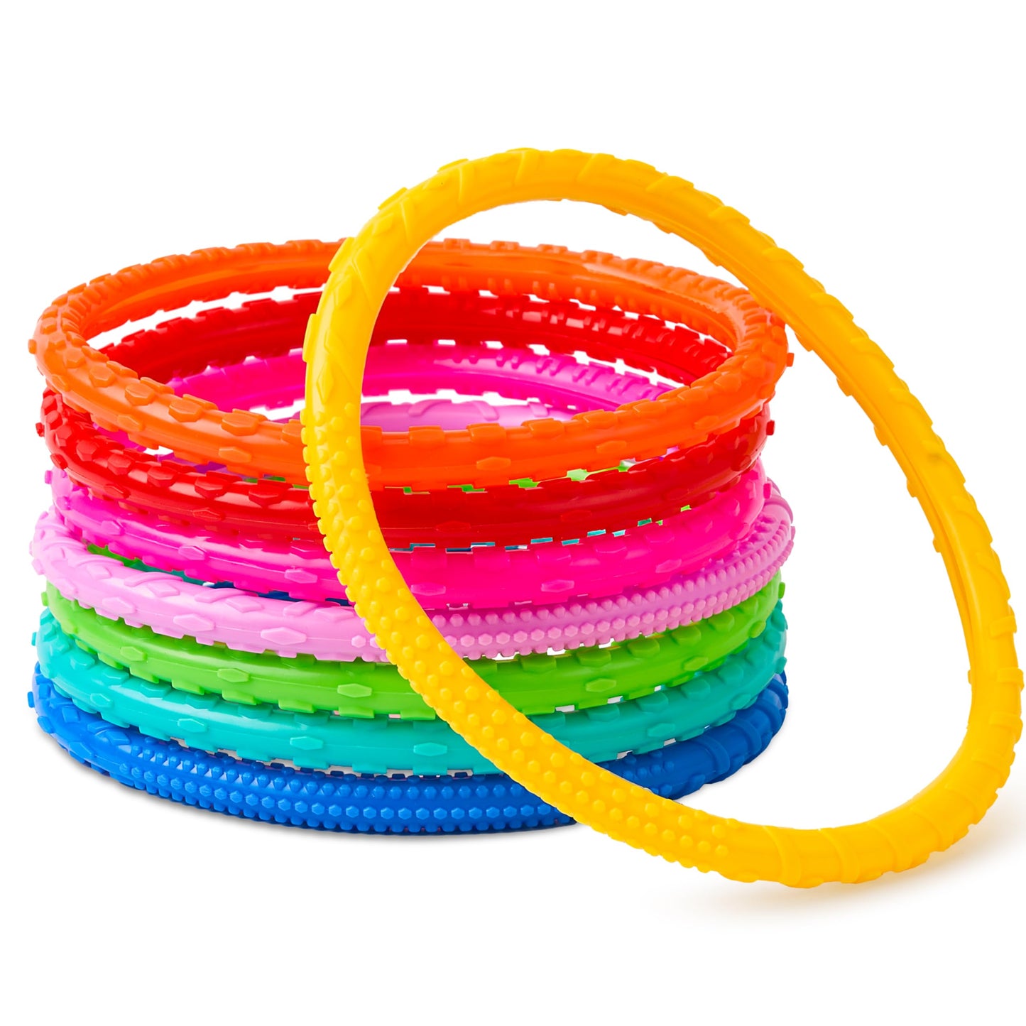 JOYIN Dive Circles Pool Toys, 8 Pcs Colorful Pool Rings for Kids, Underwater Training Swimming Diving Toy for Kids Gifts Summer Swim Water Fun Games