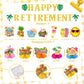 Beach Retirement Party Decorations, Aloha Retire Party Decorations includes Happy Retirements Banner Tropical Hawaiian Retirement Party Decorations