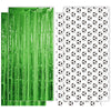 Soccer Party Decorations - Green Silver Streamers Backdrop Banner, 4 Pack