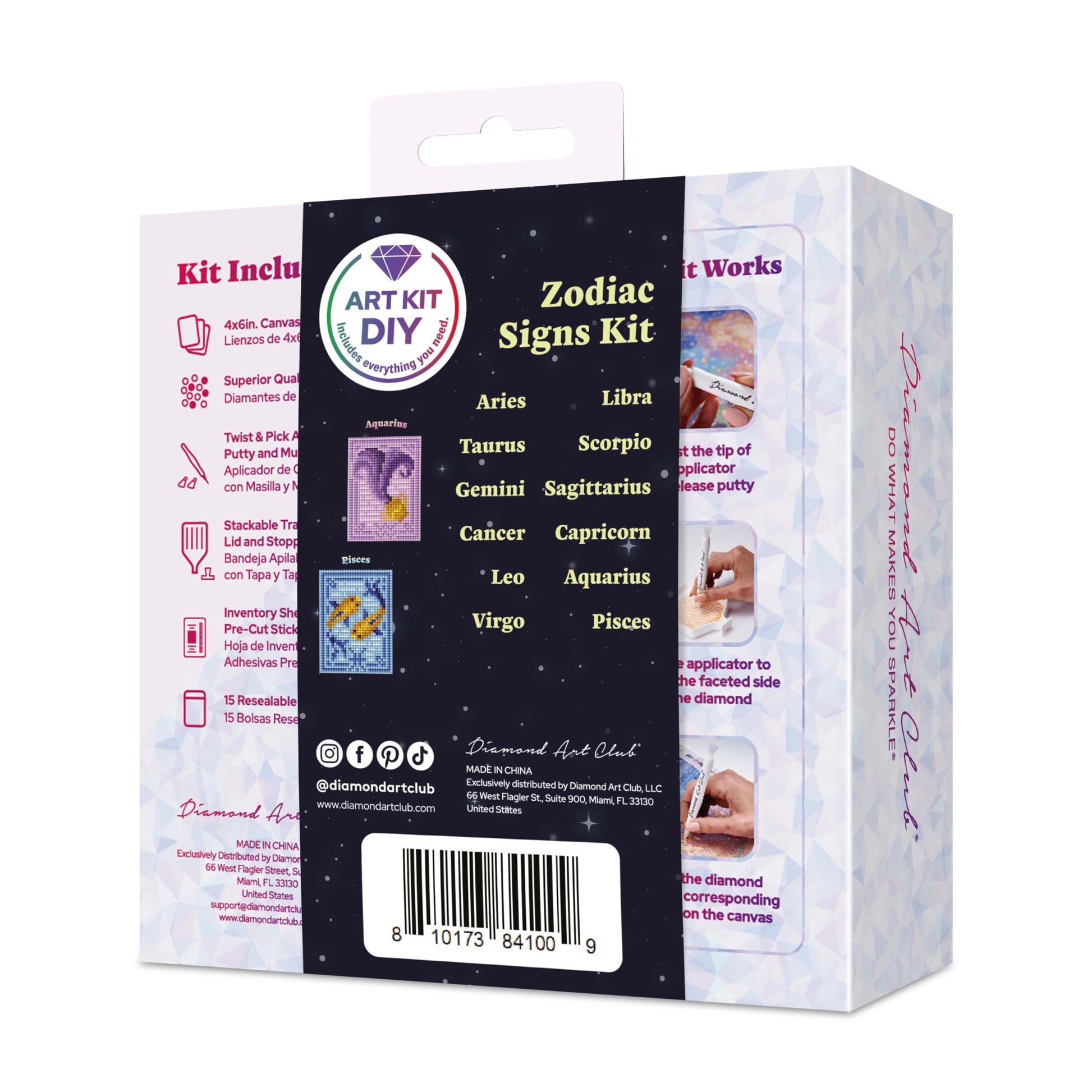 DIAMOND ART CLUB Mini Dazzles - Zodiac Signs, Fun DIY Diamond Painting Kit for Adults, Diamond Art Canvas for Beginners, 4" x 6" (Pack of 12)