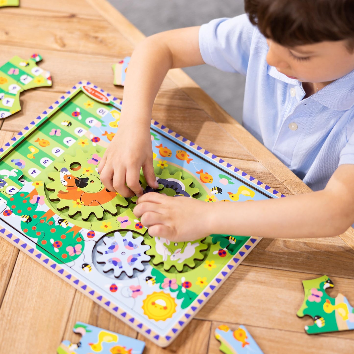 Melissa & Doug Wooden Animal Chase Jigsaw Spinning Gear Puzzle - 24 Pieces Wooden Puzzle for Toddlers and Preschoolers, for Boys and Girls Ages 3+