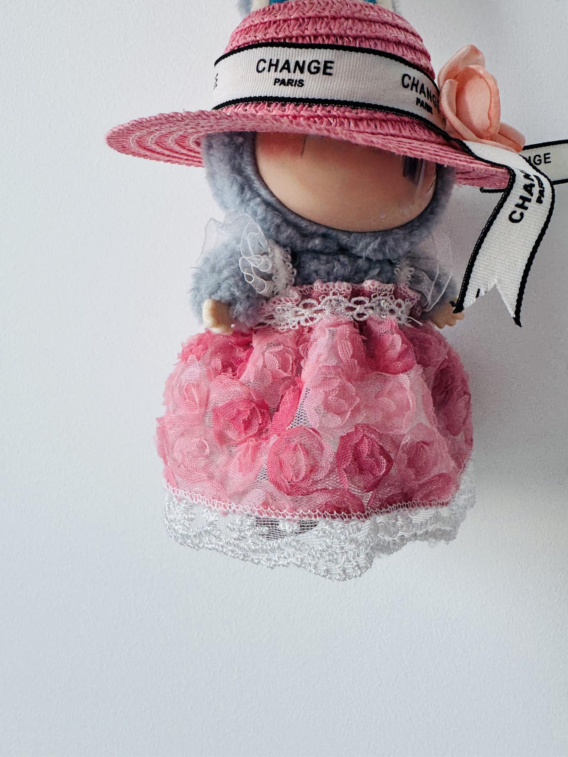 Premium Overall Pinafore Dress (Pink Suspender Dress) for 6.7" / 17 cm LABUBU Doll - Includes Miniature Accessories (Doll Not Included)