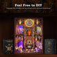 Book Nook Kit - Fantasy Tarot 3D Wooden Puzzle for Adults, Teens & Beginners, DIY Miniature Bookshelf Insert with LED Light, Mysterious Craft Gift