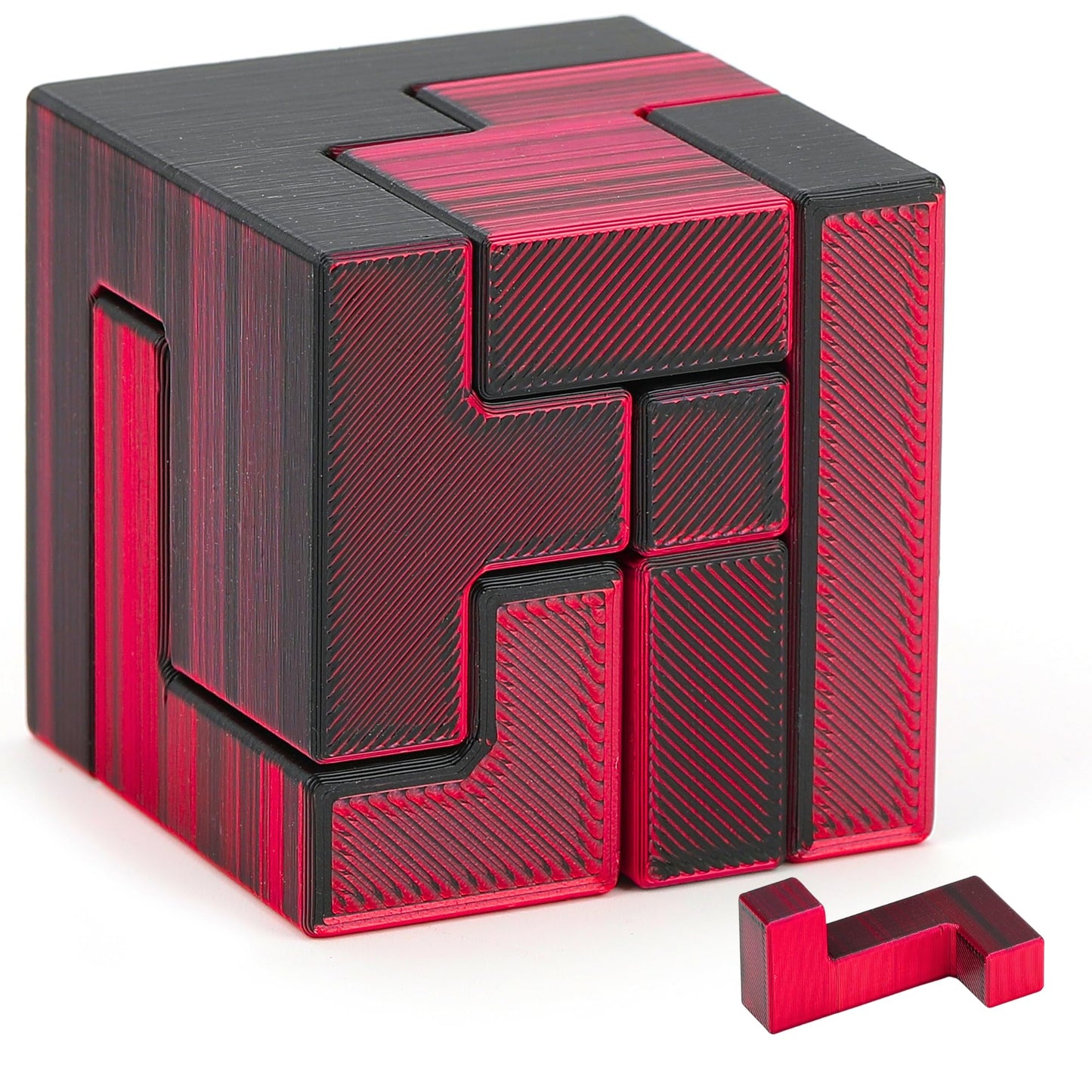 Cubix 3D Interlocking Brain Teaser Puzzle Cube, Reddish Brown Dual Tone, Precision Crafted Logic IQ Challenge, Compact Travel Fidget, Screen Free