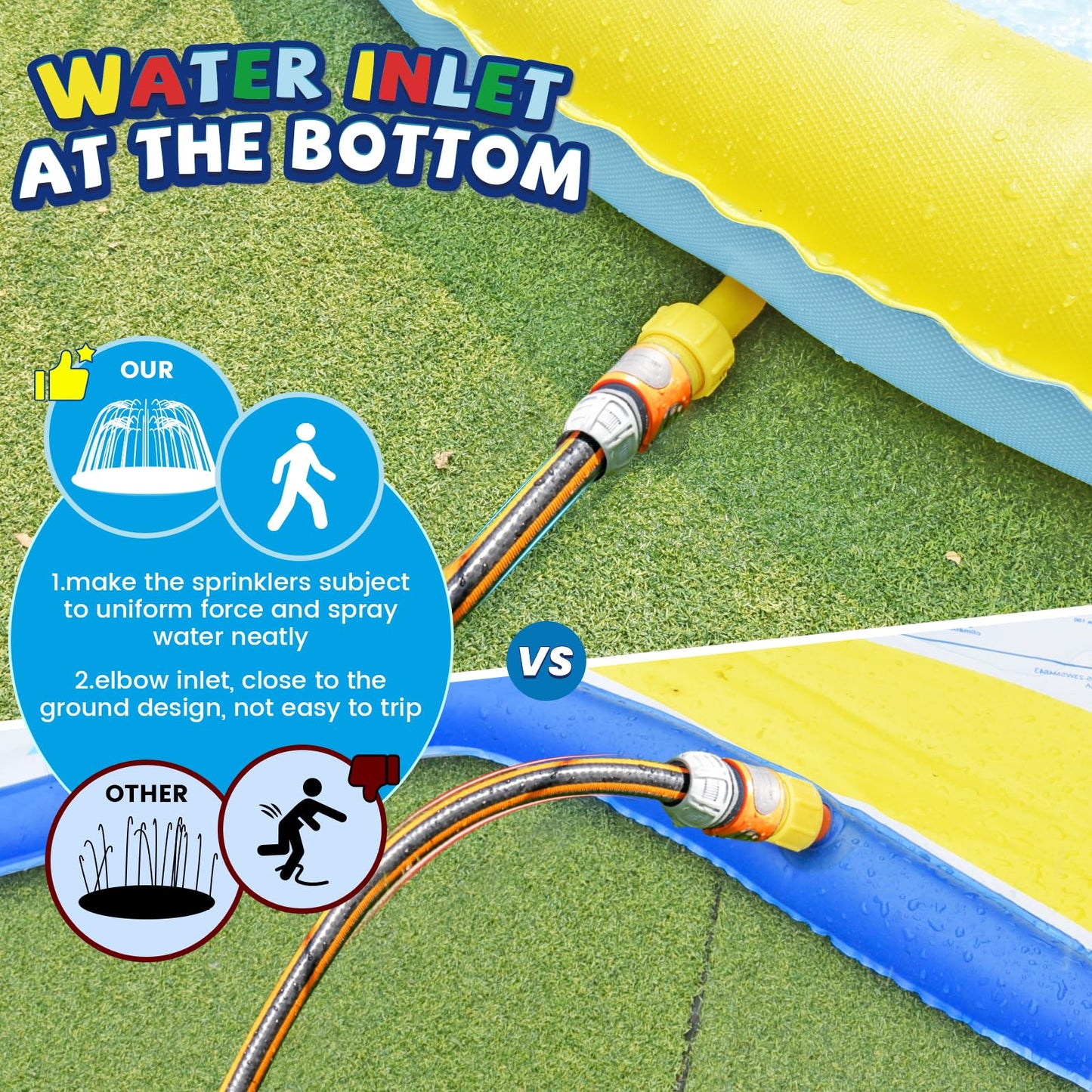ODOSOLA 13 FT Large Splash Pad for Kids Ages 4-8, Non-Slip Baby Splash Pads for Toddlers, Oversized Kids Sprinklers for Yard, Heavy Duty Kid Pools