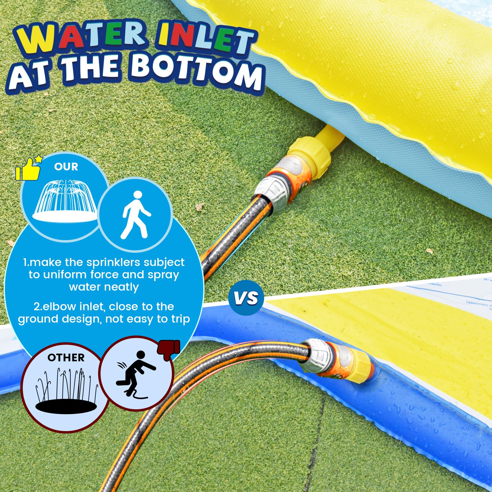 ODOSOLA 13 FT Large Splash Pad for Kids Ages 4-8, Non-Slip Baby Splash Pads for Toddlers, Oversized Kids Sprinklers for Yard, Heavy Duty Kid Pools
