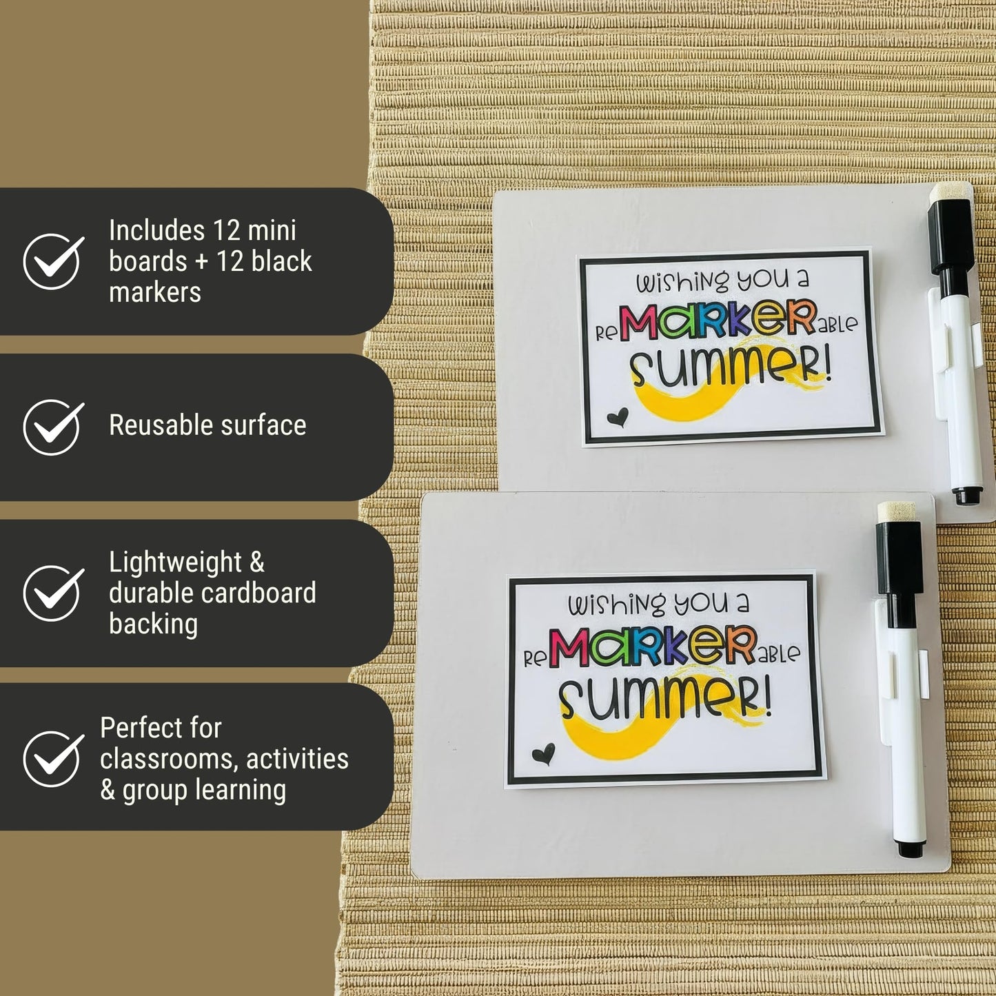 Write On Mini Dry Erase Board - 12 Pieces